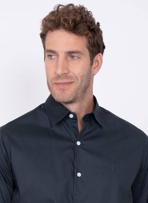 Camisa Aleatory Slim Fit Lisa Lycra Marinho