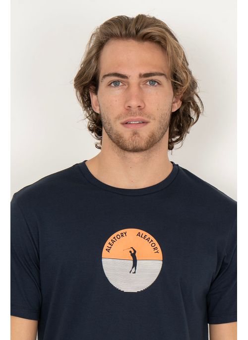 Camiseta Aleatory Estampada Sunset Marinho