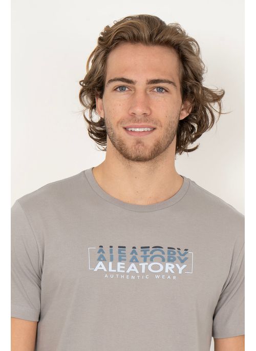 Camiseta Aleatory Estampada Authentic Wear Cinza