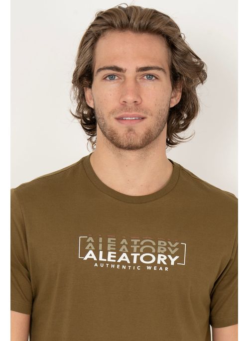 Camiseta Aleatory Estampada Authentic Wear Marrom