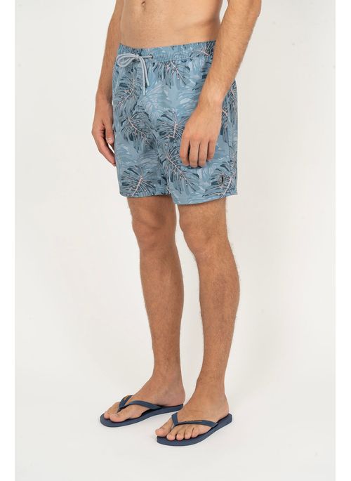 Shorts Aleatory Estampado Monstera Azul