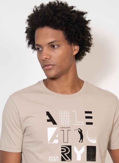 Camiseta Estampada Aleatory Symbol Bege