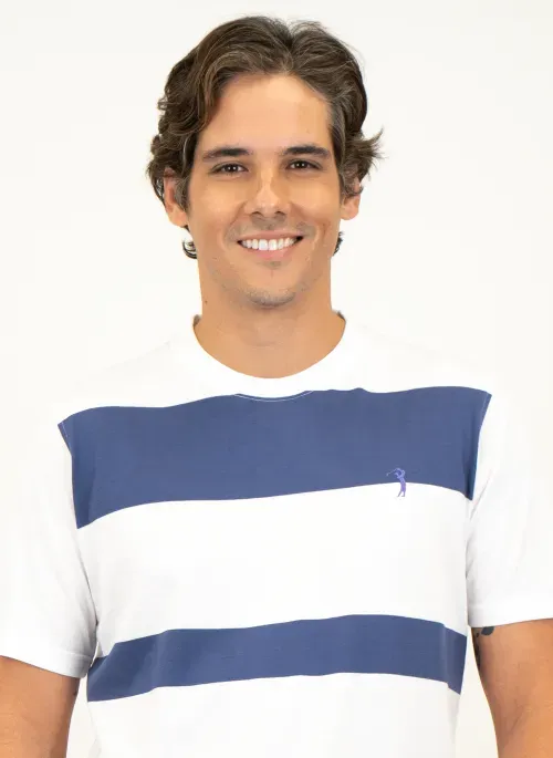 Camiseta Masculina Aleatory Listrada Duff Branca
