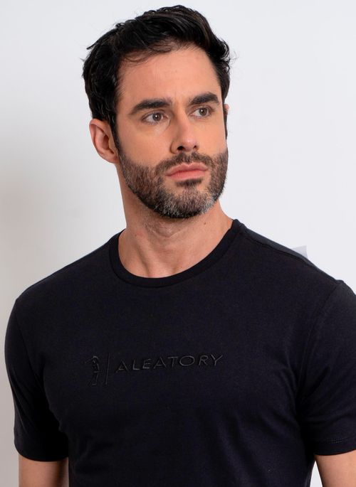 Camiseta Aleatory Logo Bordado Preto