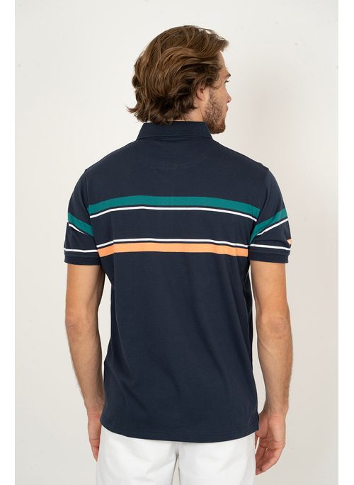 Camisa Polo Aleatory Listrada Berghain Marinho