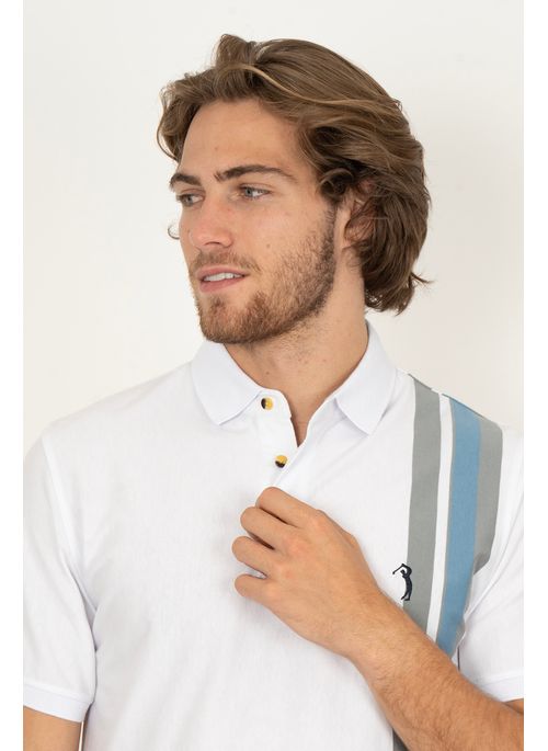 Camisa Polo Aleatory Listrada Dublin Branco