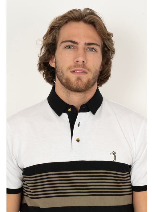 Camisa Polo Aleatory Listrada Glasgow Preto