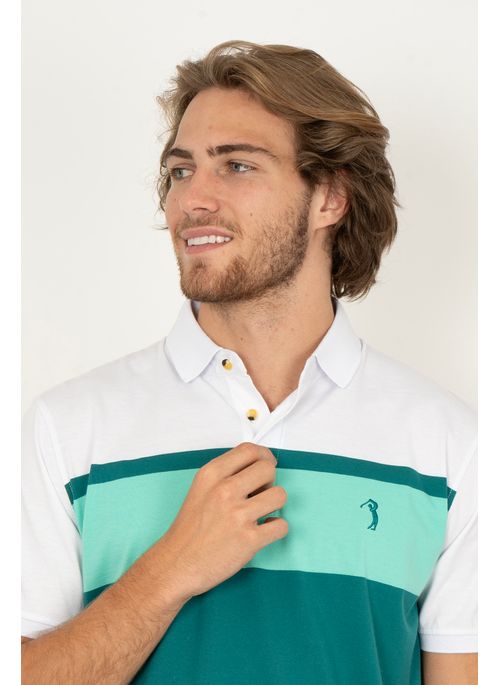 Camisa Polo Aleatory Listrada Geneva Verde
