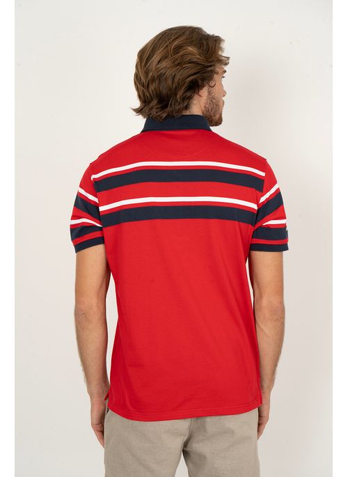 Camisa Polo Aleatory Listrada Berna Vermelho