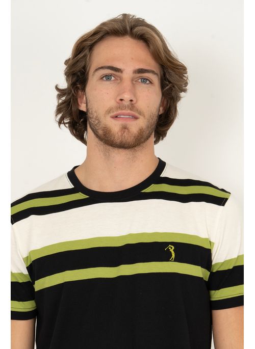 Camiseta Listrada Aleatory Marvelous Preta