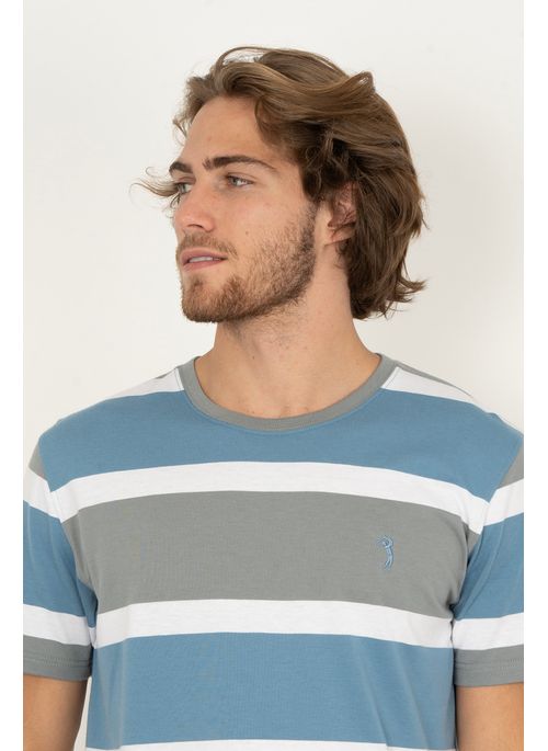 Camiseta Listrada Aleatory Courage Azul