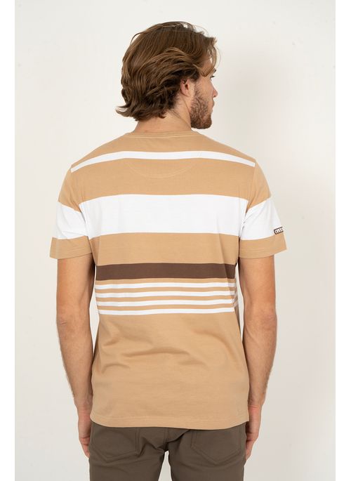 Camiseta Listrada Aleatory Sharp Bege