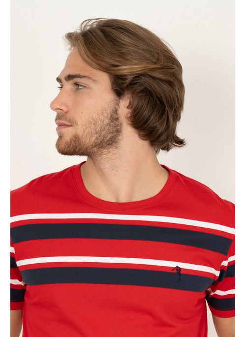 Camiseta Listrada Aleatory Adroit Vermelha