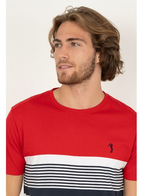Camiseta Listrada Aleatory Tidy Vermelha