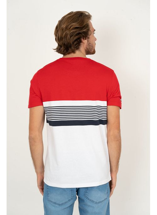 Camiseta Listrada Aleatory Tidy Vermelha