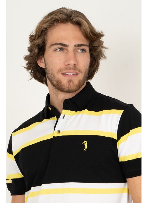 Camisa Polo Aleatory Listrada Copenhagen Preto