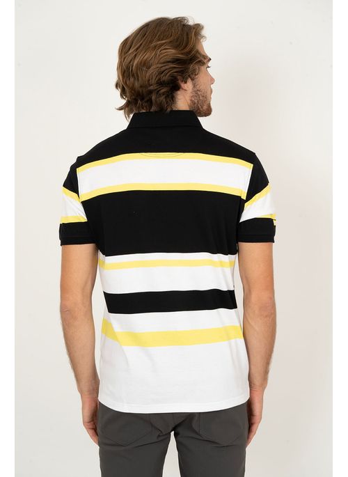 Camisa Polo Aleatory Listrada Copenhagen Preto