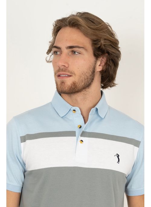 Camisa Polo Aleatory Listrada Geneva Cinza