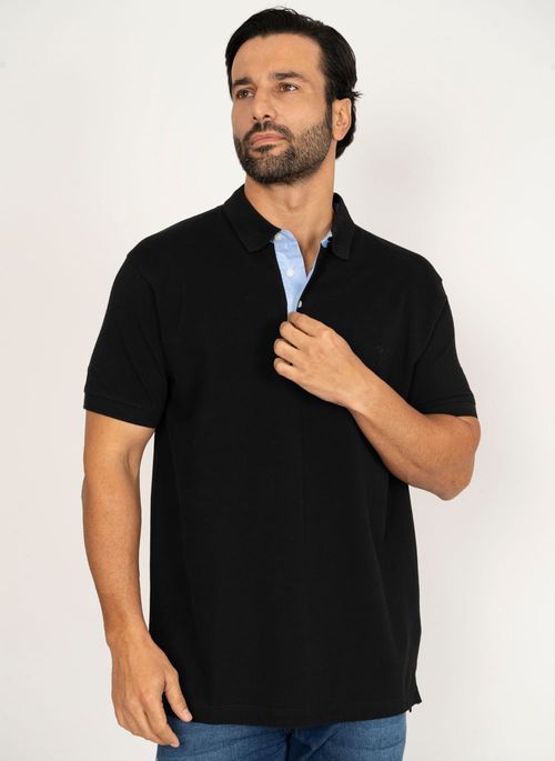 Camisa Polo Preta Lisa Aleatory