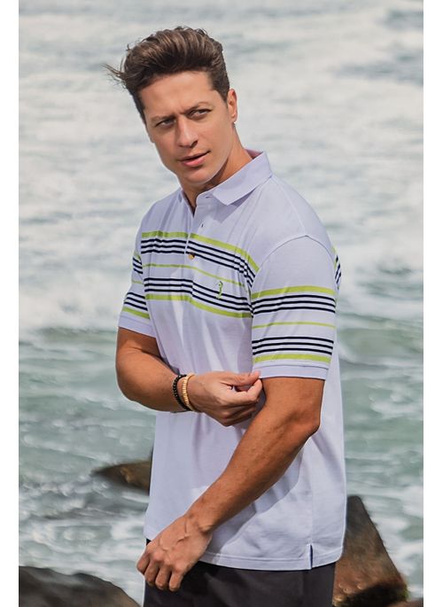 Camisa Polo Aleatory Listrada Ghent Branco