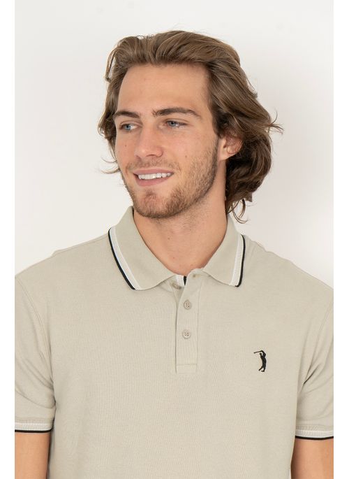 Camisa Polo Aleatory Lisa Royalty Bege Claro