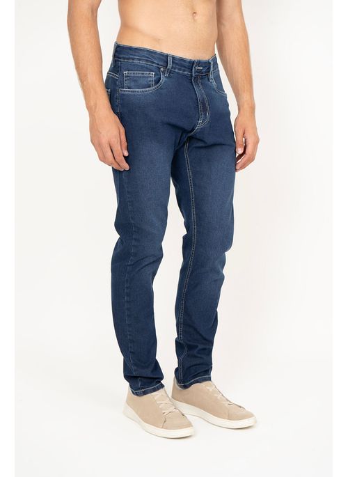 Calça Jeans Aleatory Sewn Azul Escuro
