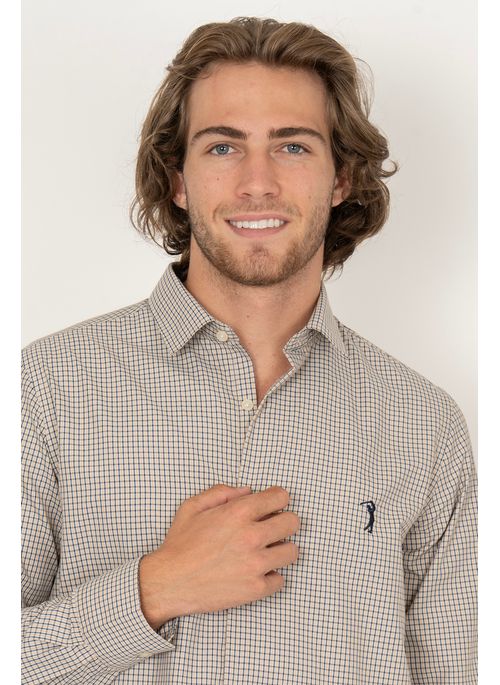 Camisa Xadrez Aleatory Manga Longa Orleans Cinza