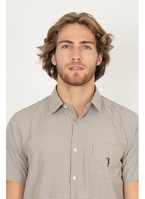 Camisa Xadrez Aleatory Manga Curta Humble Bege