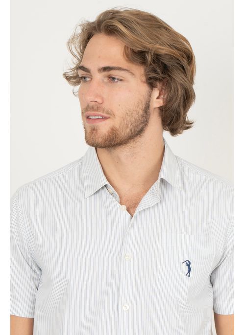 Camisa Listrada Aleatory Manga Curta Patient Branca