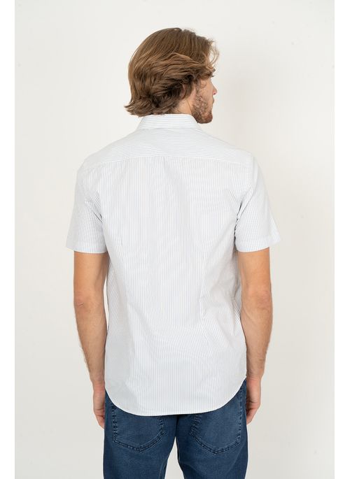 Camisa Listrada Aleatory Manga Curta Patient Branca