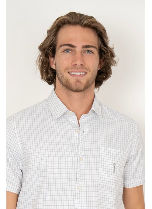 Camisa Xadrez Aleatory Manga Curta Dynamic Branca