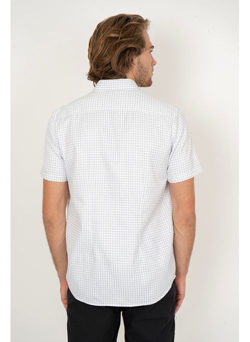 Camisa Xadrez Aleatory Manga Curta Dynamic Branca
