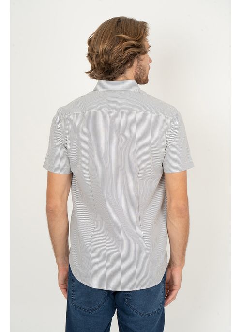 Camisa Listrada Aleatory Manga Curta Persistent Branca