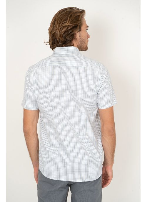 Camisa Xadrez Aleatory Manga Curta Assertive Branca