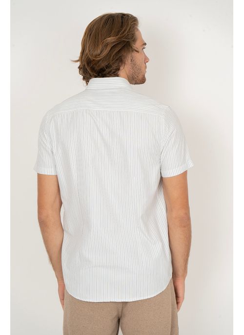 Camisa Listrada Aleatory Manga Curta Diplomatic Branca