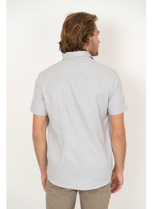 Camisa Listrada Aleatory Manga Curta Balanced Cinza