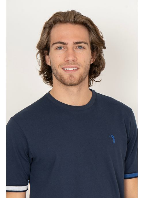 Camiseta Aleatory Sleeve Detail Marinho