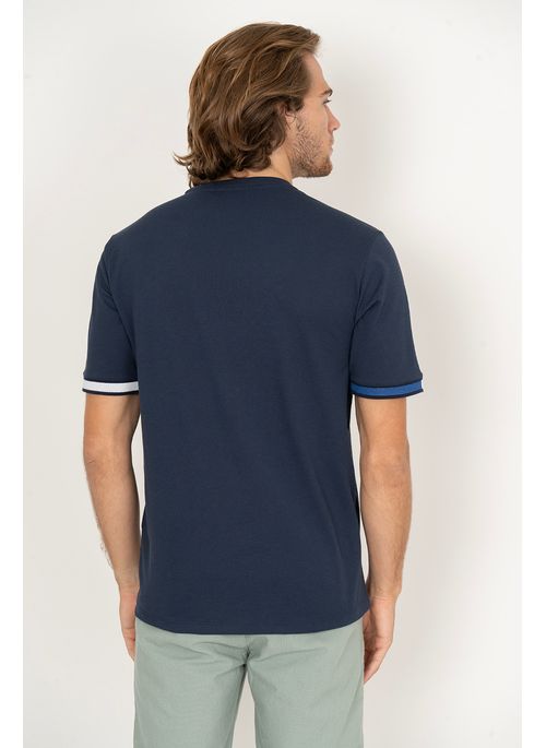 Camiseta Aleatory Sleeve Detail Marinho