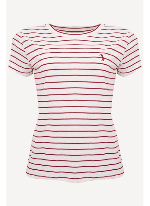Camiseta Feminina Listrada Aleatory Morris Branca