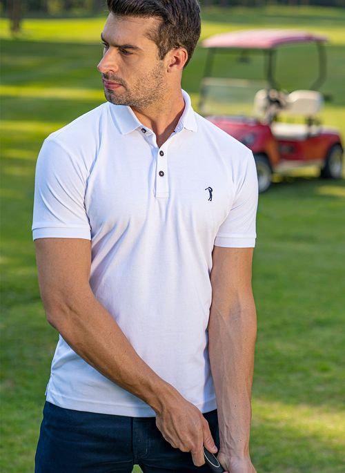 Camisa Polo Aleatory Lisa Algodão Pima Branca