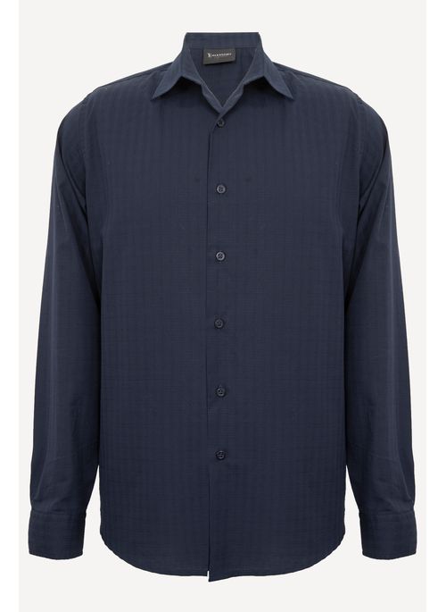 Camisa Signature Dobby Manga Longa Marinho