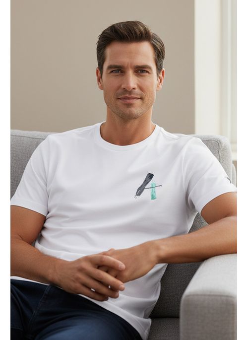 Camiseta Aleatory Estampada Painting Branca
