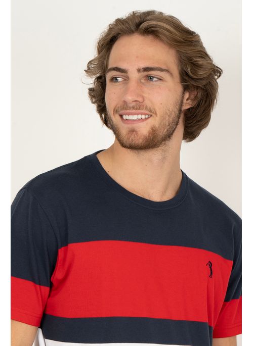 Camiseta Aleatory Listrada Stewart Vermelho