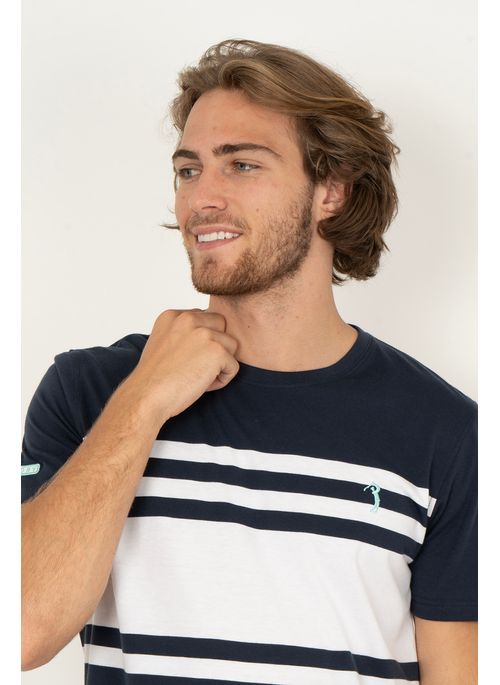 Camiseta Aleatory Listrada Solace Marinho