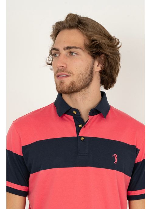 Camisa Polo Aleatory Listrada Franklin Vermelho