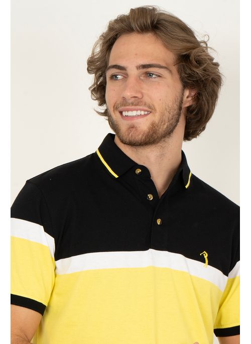 Camisa Polo Aleatory Listrada Michaels Amarelo
