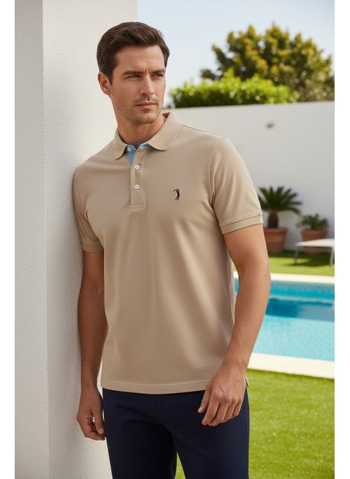 Camisa Polo Plaza Taupe Lisa Aleatory