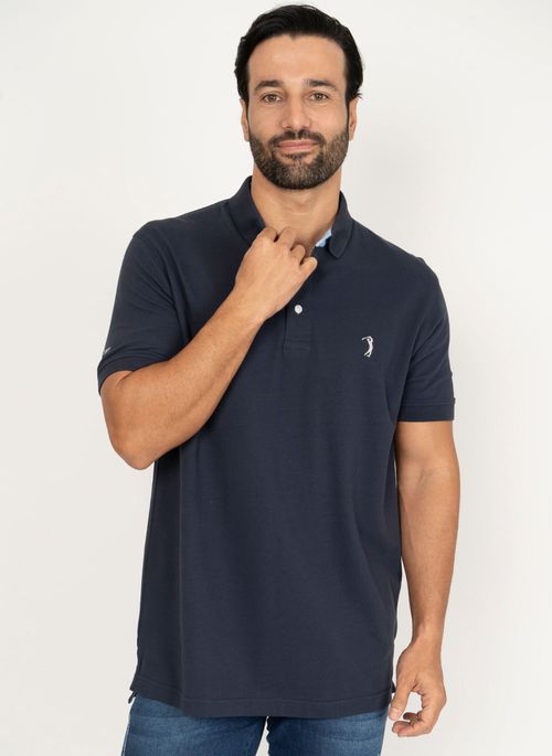 Camisa Polo Azul Marinho Lisa Aleatory