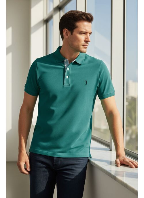 Camisa Polo Verde Azulado Lisa Aleatory