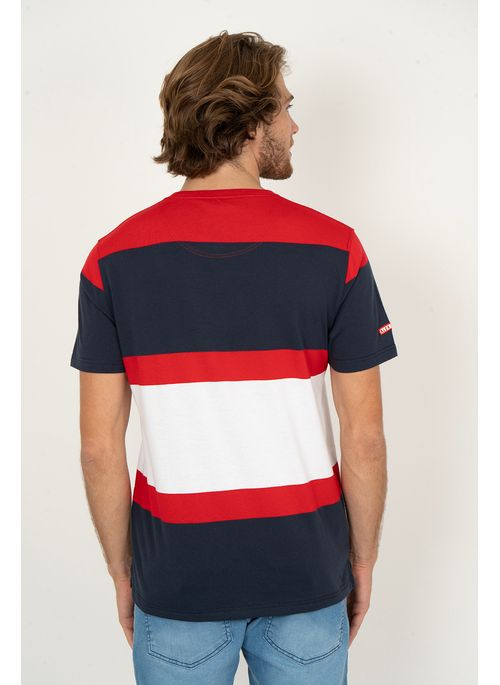 Camiseta Aleatory Listrada Benett Vermelha